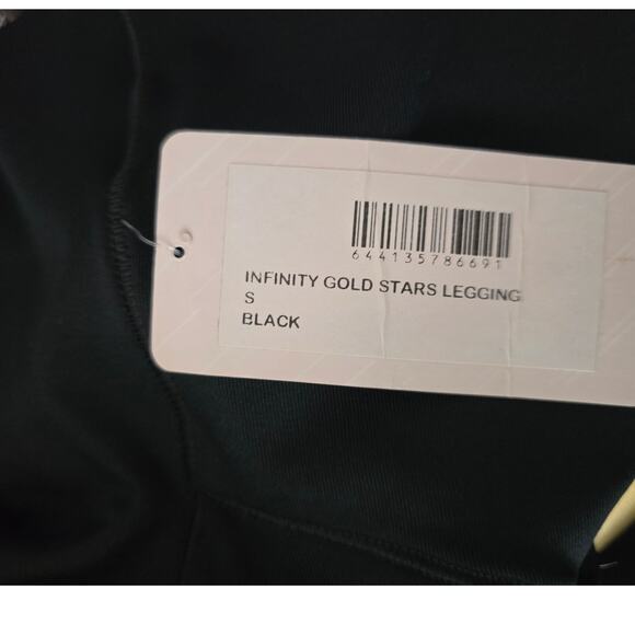 ActiveFit Black Gold Stars Compression Athletic Leggings Small NWT - Picture 4 of 5